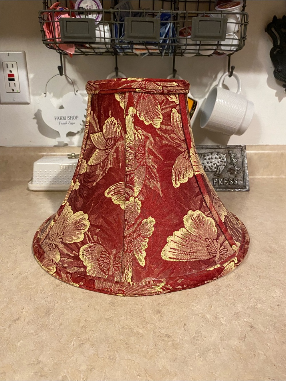 Vintage Tapestry Lampshade Floral Cottagecore primitive victorian Decorative